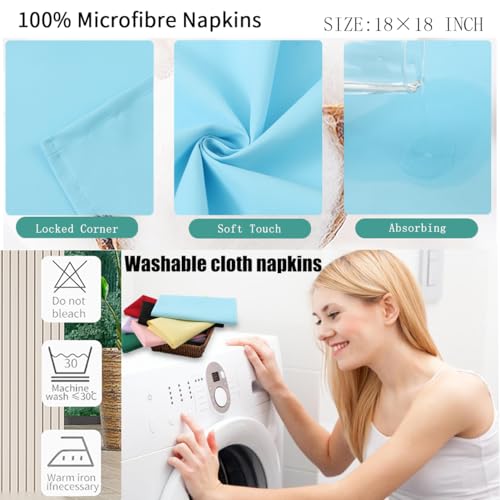 KOFFOTA Cloth Napkins Set of 8,Spring Colors,18 x 18 inch,Easter Table Decorations,Washable Cloth Napkins Made of 100% Microfiber,Good for Restaurant, Everyday use, Parties. (4 Patel Colors) - Image 3