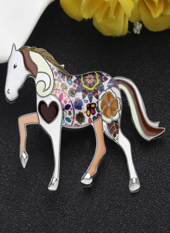 DUOWEI Dainty Floral Enamel Pony Horse Brooch Pins Scarf Lapel Clothes Decoration for Women Girls Jewelry Gifts (Brown) - Image 4