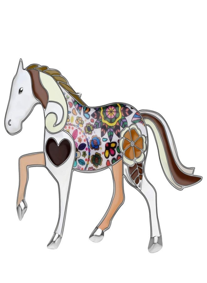 DUOWEI Dainty Floral Enamel Pony Horse Brooch Pins Scarf Lapel Clothes Decoration for Women Girls Jewelry Gifts (Brown) - Image 1