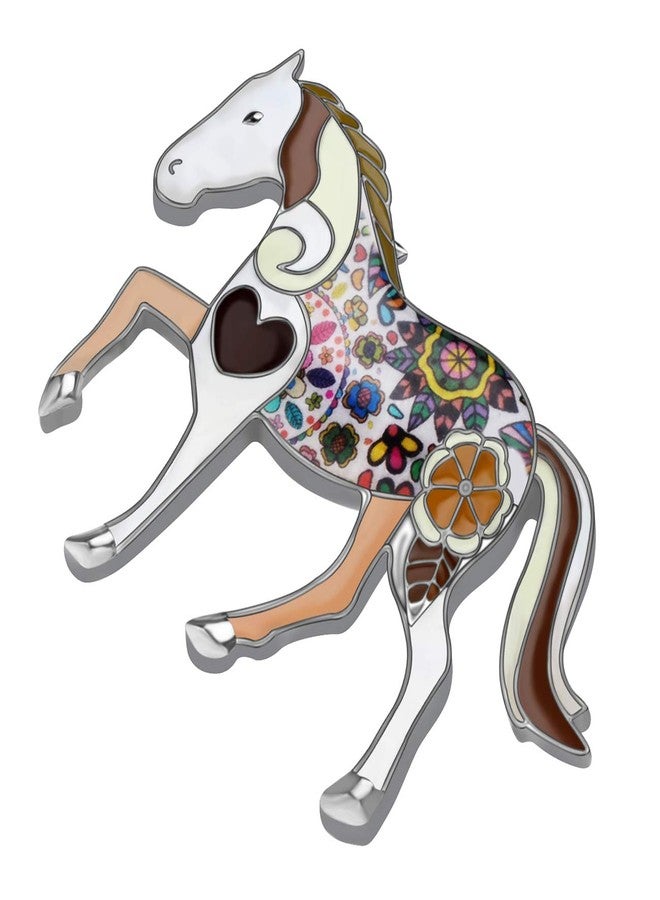 DUOWEI Dainty Floral Enamel Pony Horse Brooch Pins Scarf Lapel Clothes Decoration for Women Girls Jewelry Gifts (Brown) - Image 3
