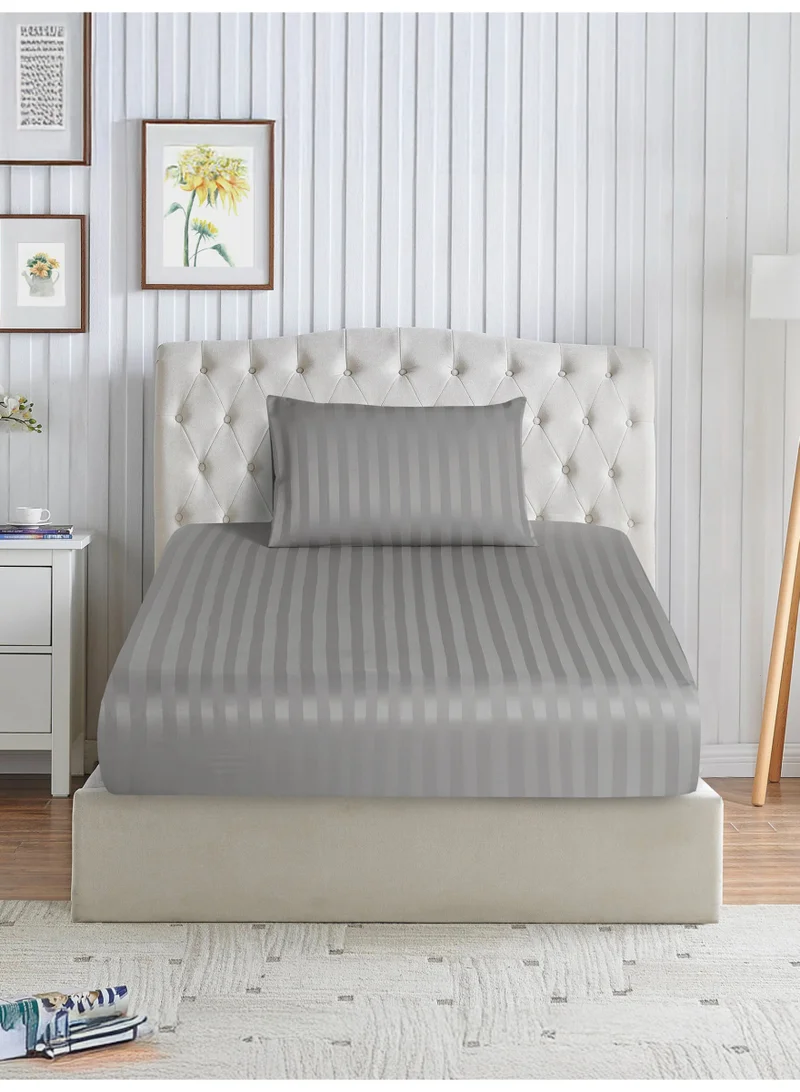 Premium 2 Piece – 90×200 cm Single Striped Fitted Sheet, and 35 cm Deep Pocket, Secure All-Around Elastic Fit, No Excess Fabric.