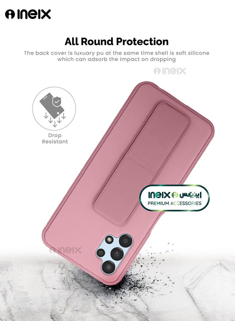 INEIX 3-in-1 Magnetic Wrist Strap Hand Grip Stand Back Case Cover for Samsung Galaxy A13 4G-Pink - Image 4