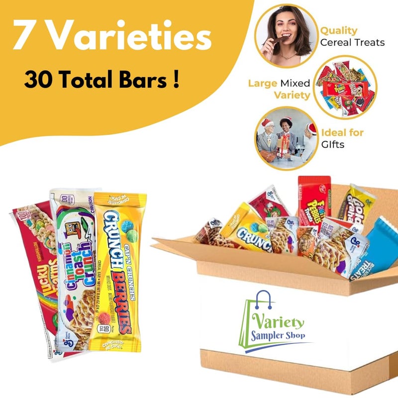 Cereal Bars Variety Pack Breakfast Food Snack Box 30 Individually Wrapped Granola Bars Lucky Charms, Cinnamon Toast Crunch, Golden Grahams, Peanut Butter Puffs - Image 4