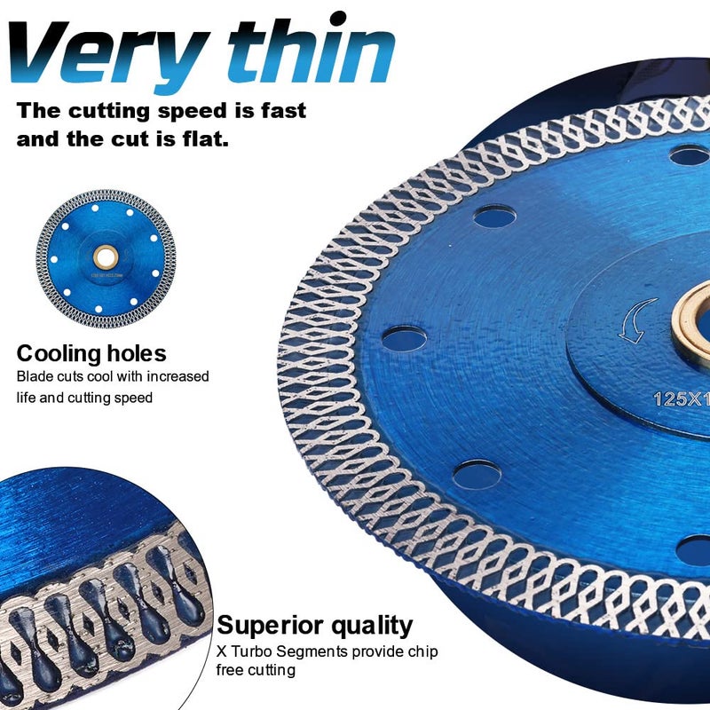 DAPRO 5" Super Thin Diamond Tile Blade Porcelain Saw Blade for Cutting Porcelain Tile Granite Marbles (5") - Image 3
