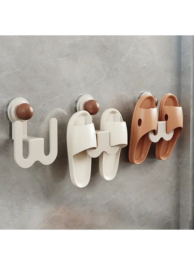 Wall Mounted Slipper Holder Heavy Duty Adhesive Screw Mount Space Saving Vertical Shoe Shelf Milky White - Image 1