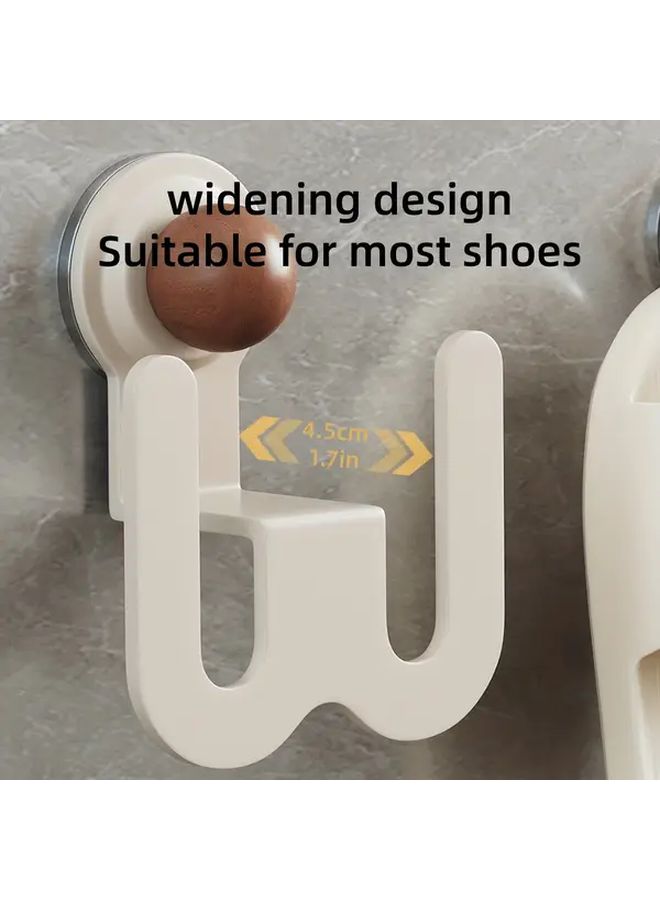 Wall Mounted Slipper Holder Heavy Duty Adhesive Screw Mount Space Saving Vertical Shoe Shelf Milky White - Image 5