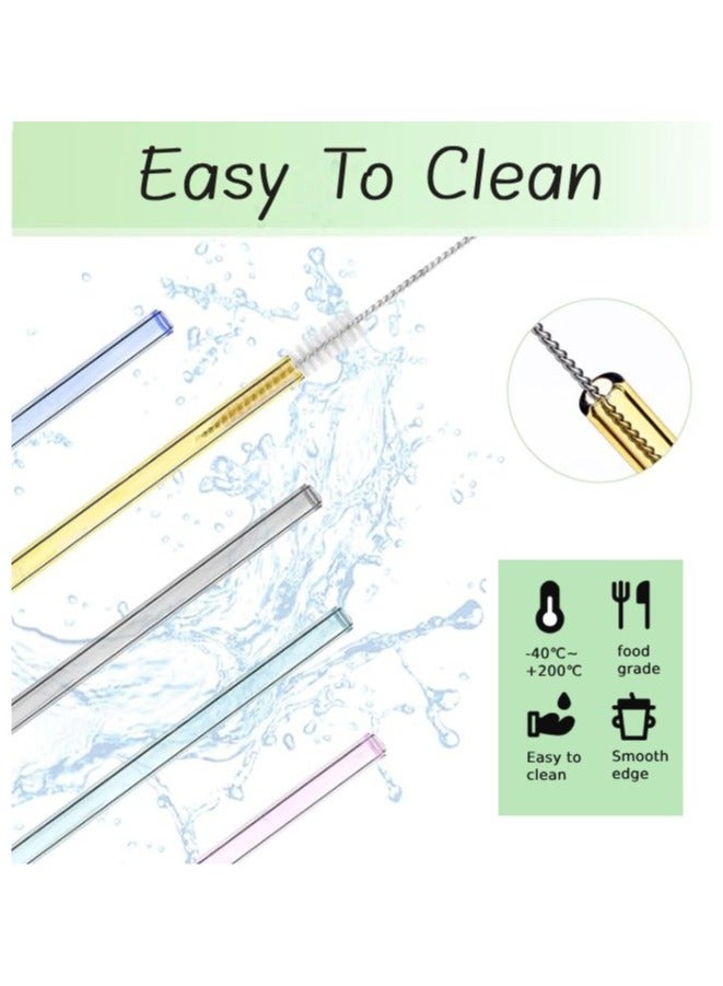 السعي للأفضل 8 قطع ملونة قابلة لإعادة الاستخدام القش الزجاجية مجموعة، 4 "مقاومة للكسر القش الشرب مع فرشاة التنظيف، BPA خالية، غسالة صحون آمنة، مثالية للصغار، القهوة، العصير، المشروبات الساخنة / الباردة - Image 4