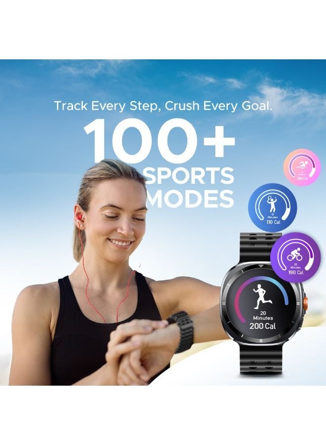 آي كيو تاتش ساعة ACTIVE S9 الذكية، شاشة Super Retina AMOLED مقاس 1.43 بوصة، مكالمات لاسلكية، مقاومة للماء IP68، بطارية تدوم 7 أيام، أكثر من 100 وضع رياضي، تتبع الصحة على مدار الساعة، إطار من سبائك الزنك، لون أسود - Image 2