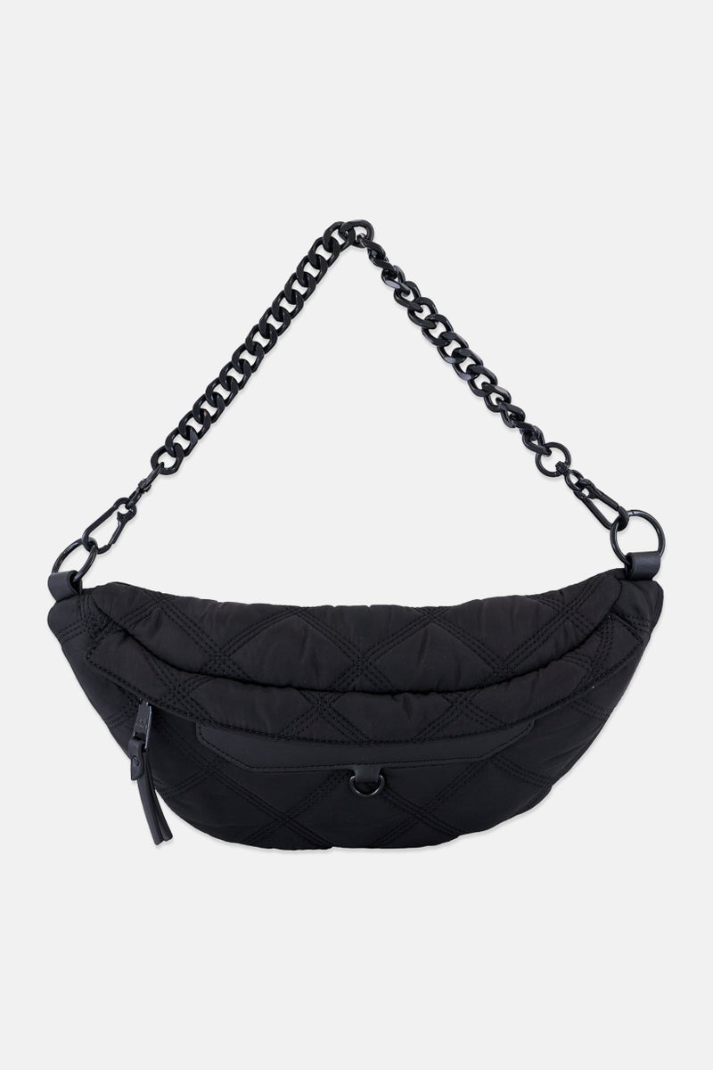 STEVE MADDEN حقيبة كتف بشعار العلامة التجارية للنساء، سوداء - Image 1