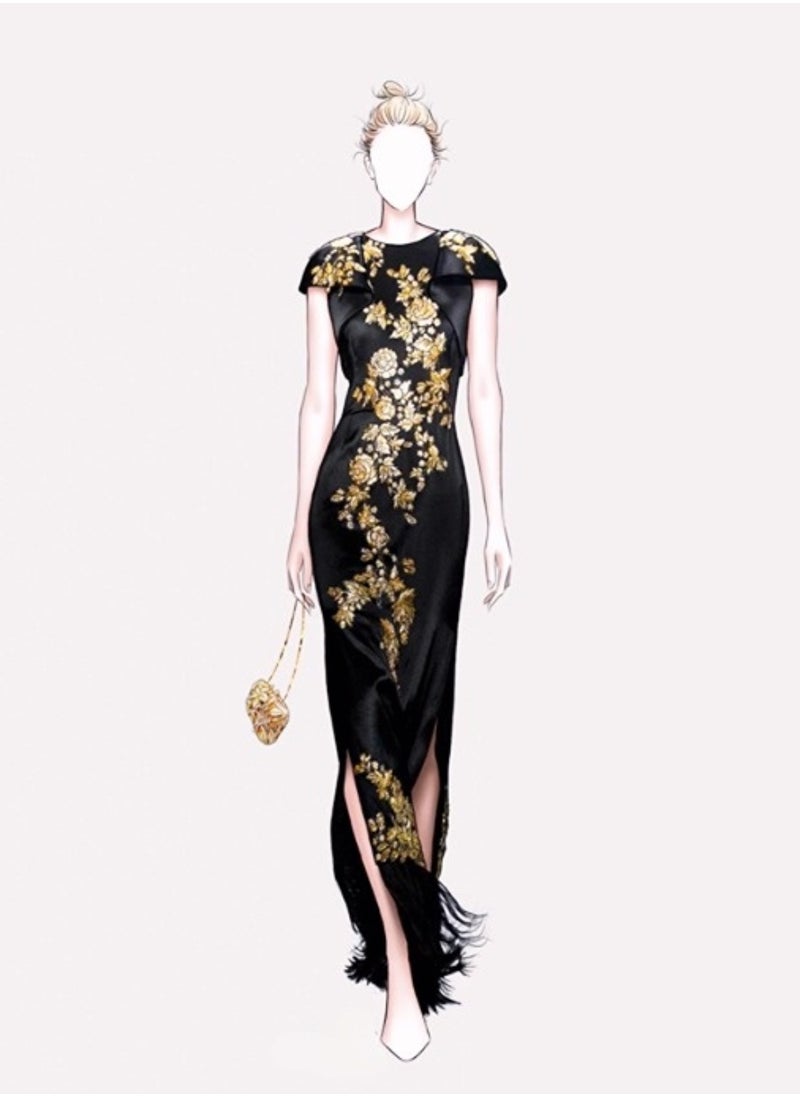 Generic - Luxurious Artistic Sense Sequined Flower Crystal Encrusted Gold Evening Bag Small Clutch Mini Party Bag - Image 1
