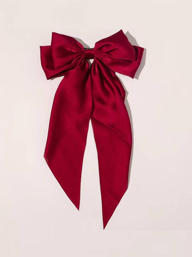 Elegant Women’s Red Satin Hair Bow Accessory – Feminine and Stylish Design for Special Occasions - Image 3