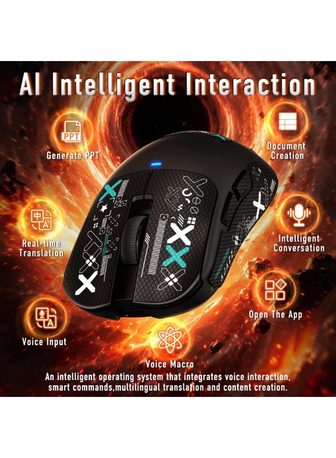 A-jazz The AJ200 AI Wireless Smart Voice Mouse supports real-time translation in 67 languages and offers Bluetooth, Super 2.4G, and wired connectivity. The PAW3311 is equipped with a 500 mAh battery and features a lightweight design weighing just 63 grams, ensuring that even prolonged use won’t cause hand fatigue. - Image 2