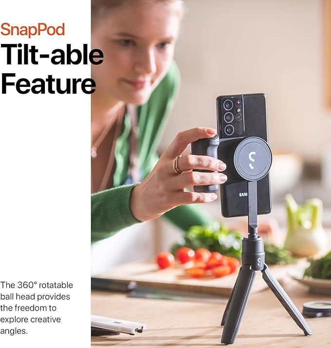 ShiftCam SnapStand Mini - Video Selfie Stick and MagSafe Tripod - Magnetic Mount Snaps on to Any Phone - Tiltable Design | Blue Jay - Image 4