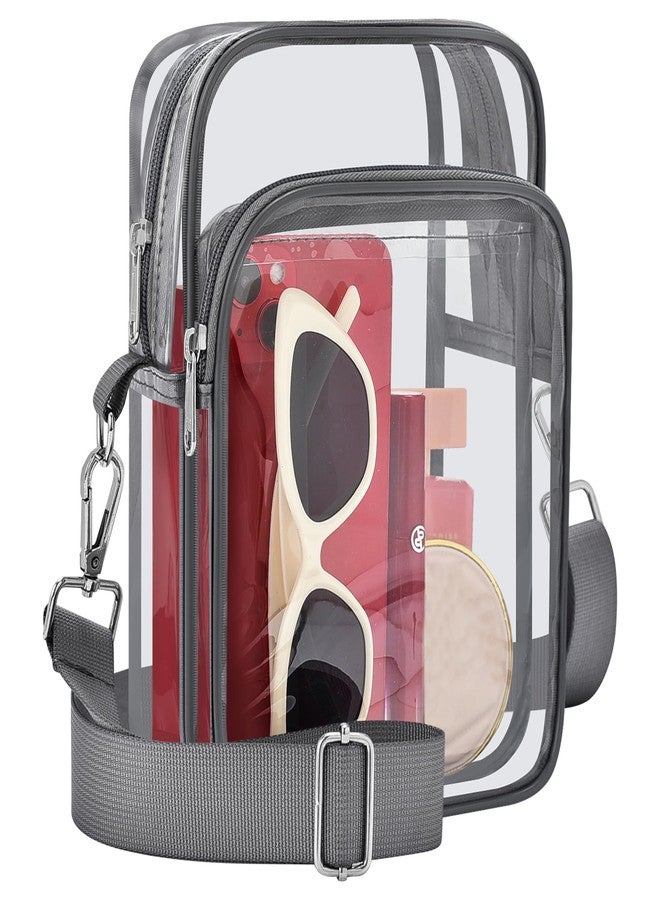 Bagenius Clear Bag for Stadium Events, Clear Purse with Removable Strap, Transparent Bag for Sports Concert and Festivals - Grey - Image 1