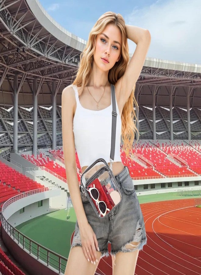 Bagenius Clear Bag for Stadium Events, Clear Purse with Removable Strap, Transparent Bag for Sports Concert and Festivals - Grey - Image 2
