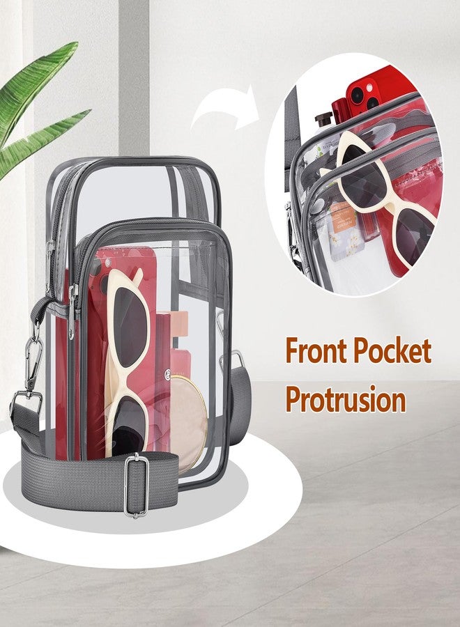 Bagenius Clear Bag for Stadium Events, Clear Purse with Removable Strap, Transparent Bag for Sports Concert and Festivals - Grey - Image 5