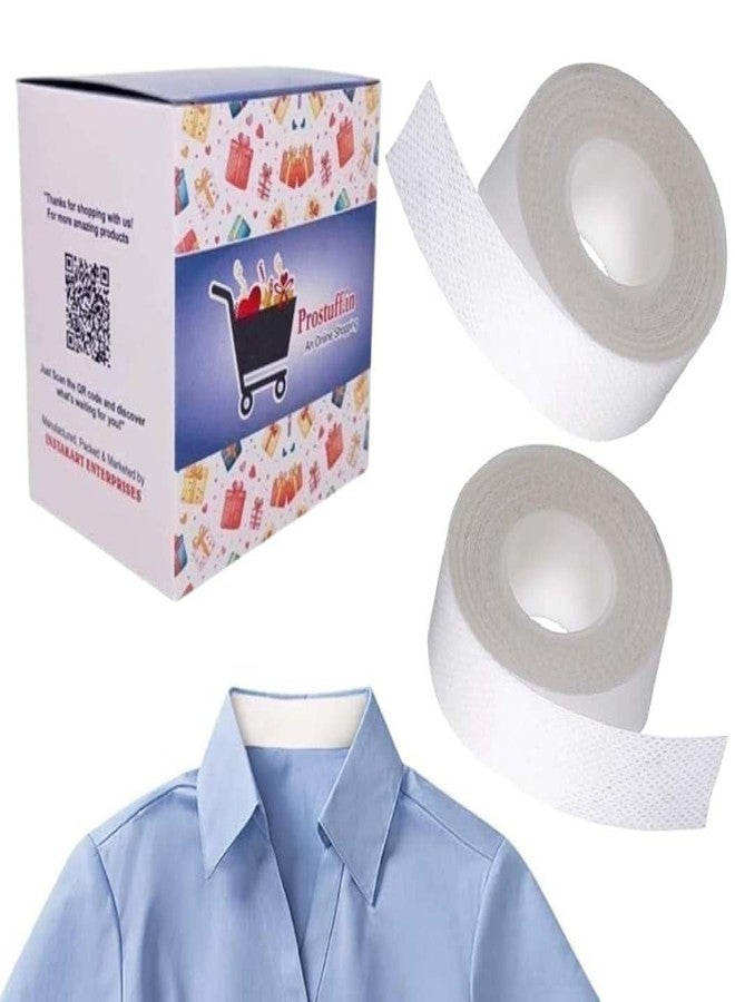 Prostuff.in شريط لاصق ذاتي الاستخدام من Prostuff.in®، قطعتان، لمنع التعرق، ماص للأوساخ، يحمي القمصان والقبعات، وبطانة الرقبة للرجال والنساء (8 أمتار)، لون أبيض - Image 1