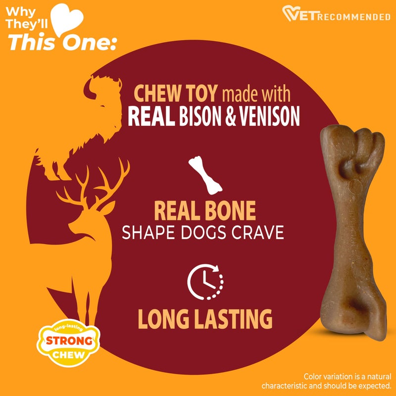 Nylabone Femur Bone Strong Chew Toy for Dogs Made with Real Bison & Venison, Durable Dog Chew Bones for Aggressive Chewers, Long-Lasting Flavor Keeps Dogs Busy, Small Dog Toys - Up to 25 lbs, 1 Count - Image 4
