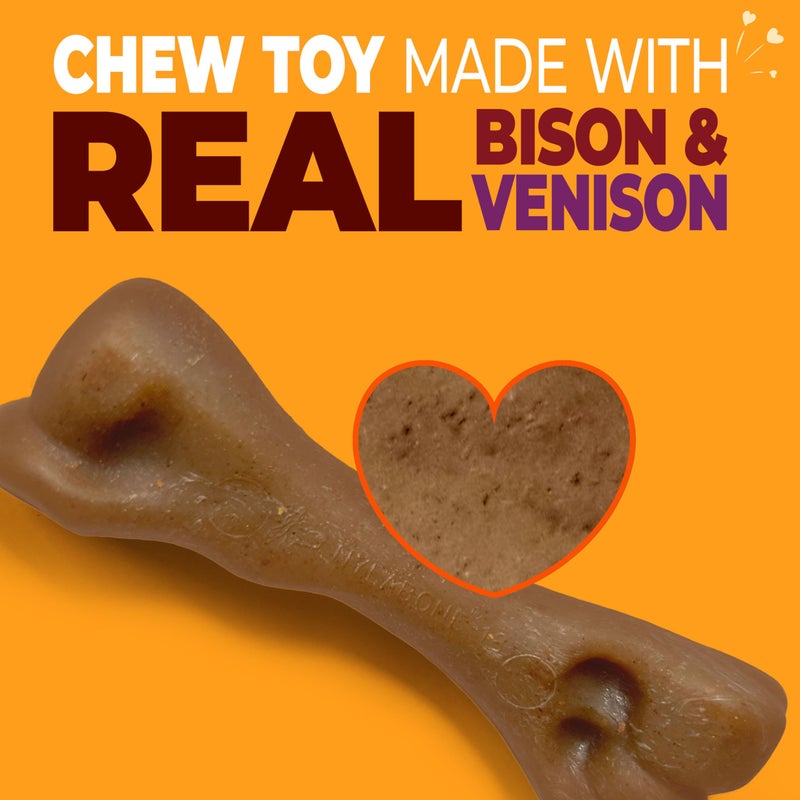 Nylabone Femur Bone Strong Chew Toy for Dogs Made with Real Bison & Venison, Durable Dog Chew Bones for Aggressive Chewers, Long-Lasting Flavor Keeps Dogs Busy, Small Dog Toys - Up to 25 lbs, 1 Count - Image 3