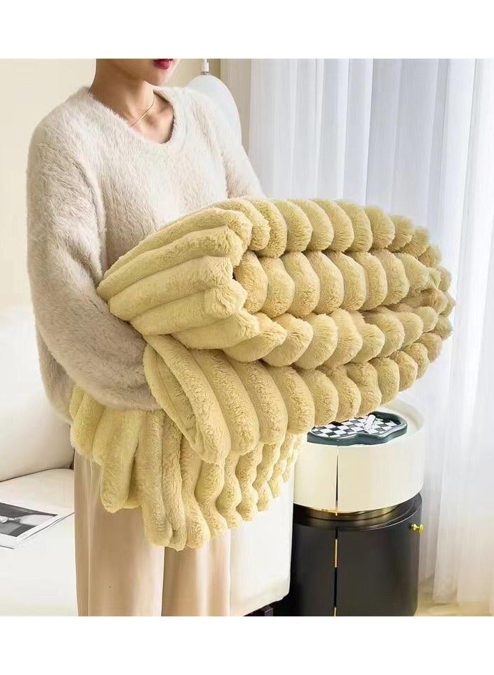 Comfy بطانية فاخرة دافئة سميكة منقوشة مريحة بحجم كينغ صفراء