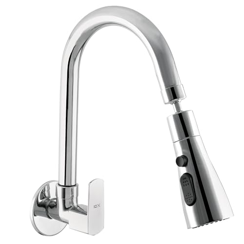 10X Rotatable Brass Kitchen Sink Tap ST-41023 Rotatable Neck Triple Flow, 3 Function Shower Flow/Foam, Anit Splash Wall Mount, Chrome Plate - Image 1