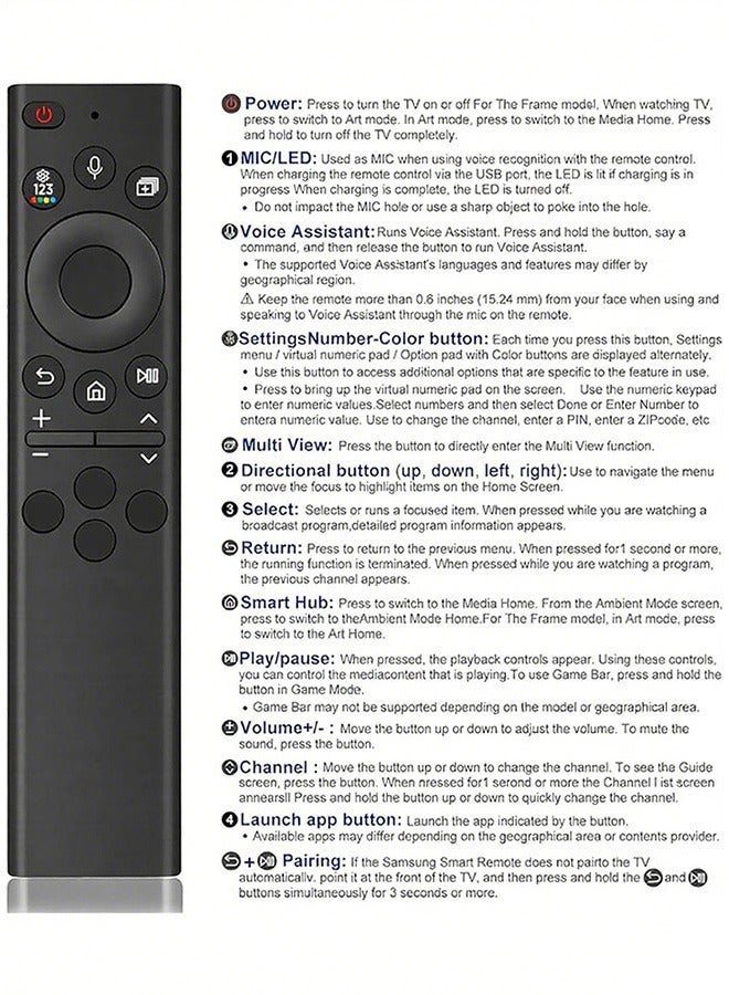 New Replacement Remote Control – Universal Remote Compatible with  Replacement - Designed for Frame, Serif, Crystal, Solar, UHD, Neo QLED, OLED, 4K, 8K Models - Image 5