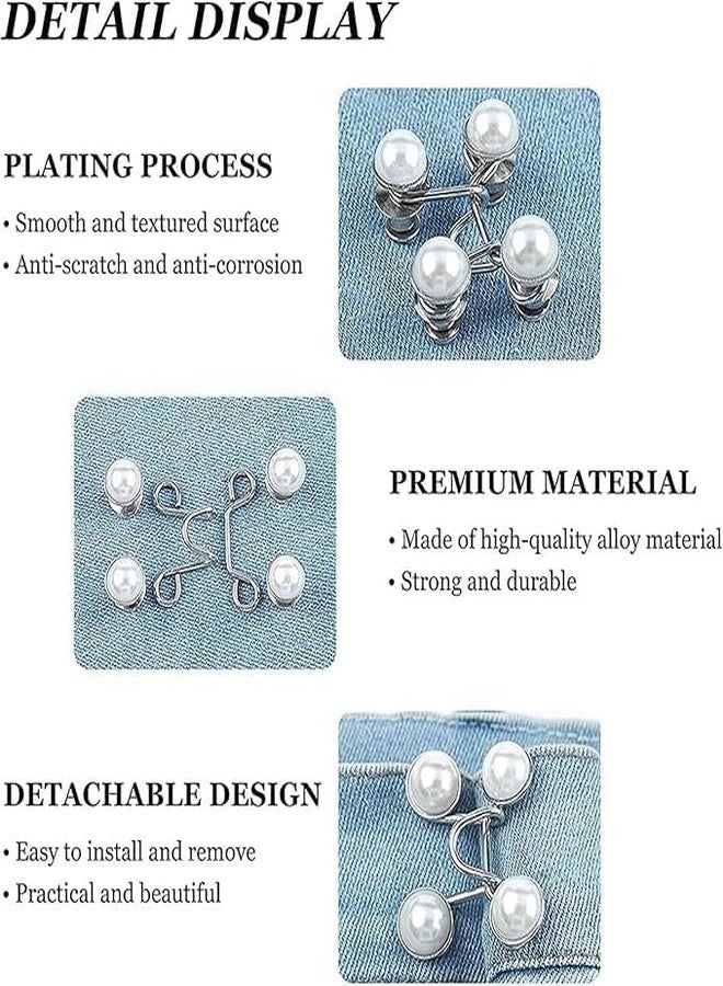 YEKDA Denim Button Kit – 2 PCS Assorted Jeans Buttons for Quick Fix & DIY Adjustment – No-Sew Snap-On Metal Buttons for Pants, Skirts, Shorts – Easy Waist Size Control (Black & White Pearl) - Image 4