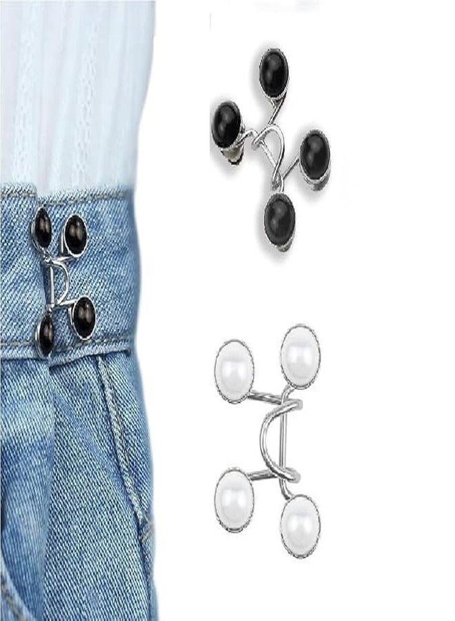 YEKDA Denim Button Kit – 2 PCS Assorted Jeans Buttons for Quick Fix & DIY Adjustment – No-Sew Snap-On Metal Buttons for Pants, Skirts, Shorts – Easy Waist Size Control (Black & White Pearl) - Image 1