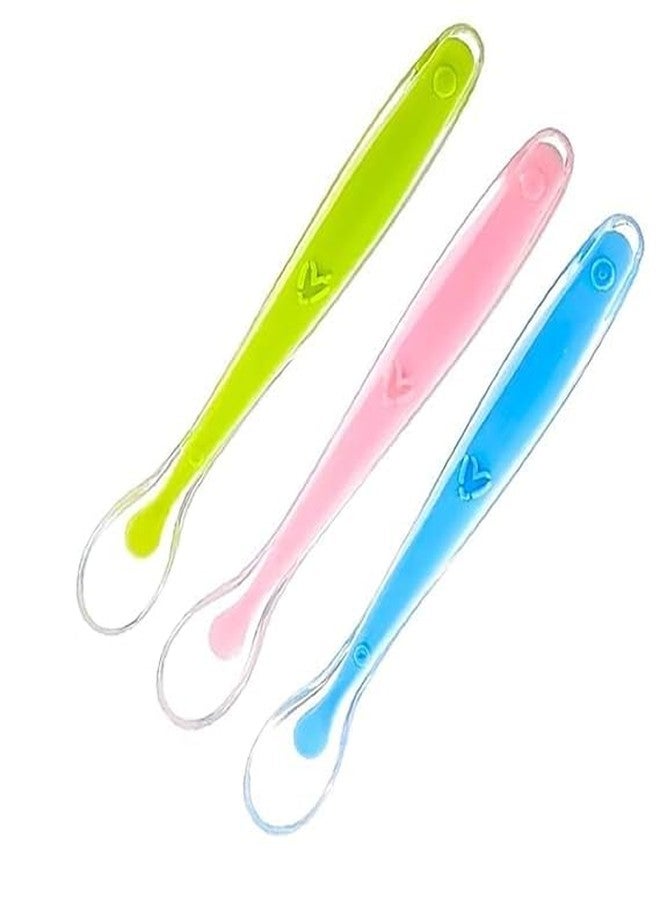 Krido Baby Silicone Training Spoons, BPA-Free Soft-Tip Feeding Spoons for Self-Feeding, 16 cm Length, Multi-Color (3) - Image 1