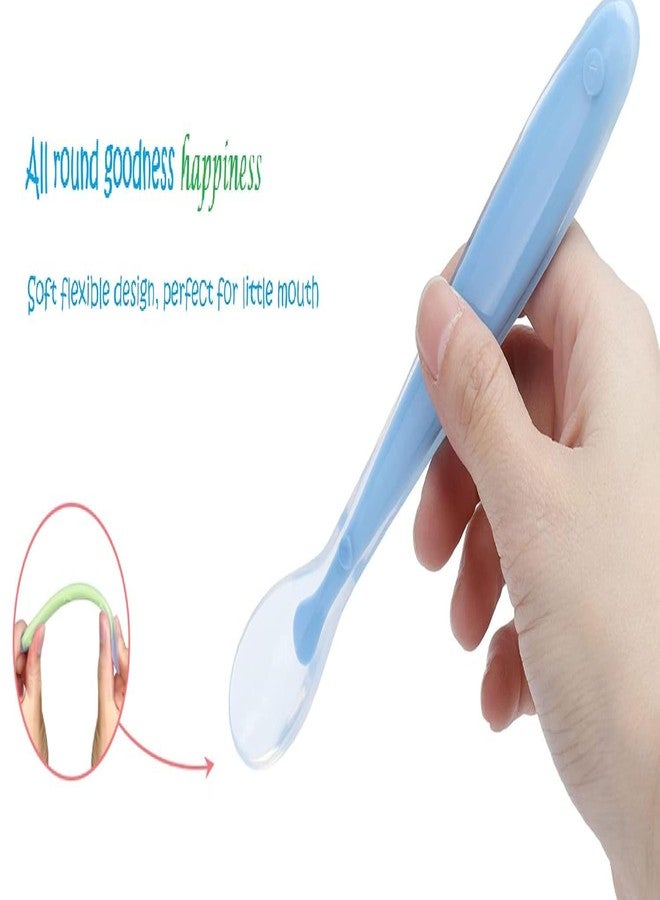 Krido Baby Silicone Training Spoons, BPA-Free Soft-Tip Feeding Spoons for Self-Feeding, 16 cm Length, Multi-Color (3) - Image 2