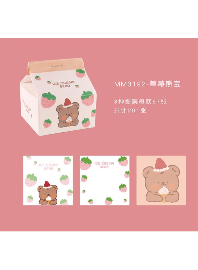 Generic KAWAII STATIONERY MEMO PAD | BEAR MEMO | KAWAII | CARTON NOTES | 200 SHEETS | BEIGE  - Image 1