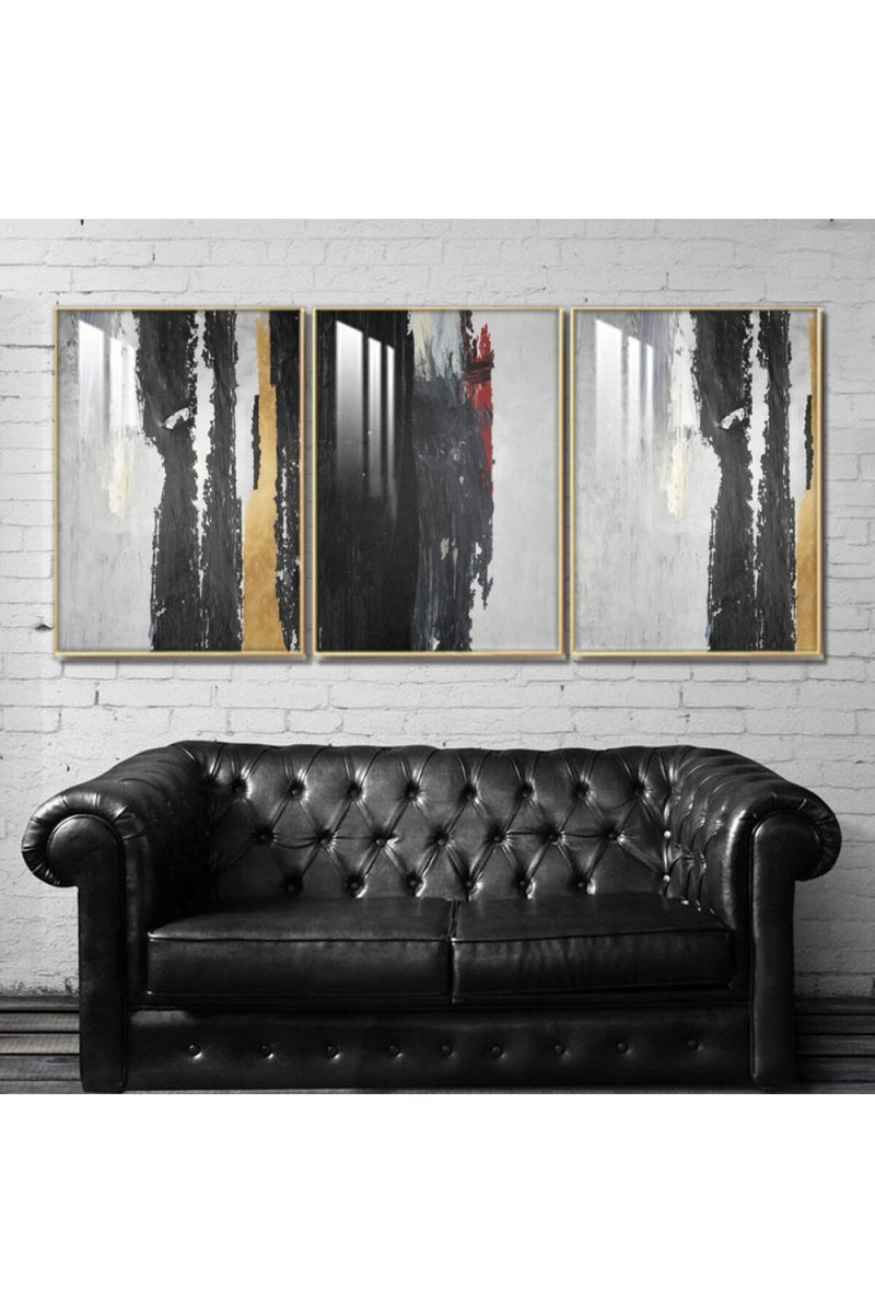 Marktna Three wooden wall painting with a frame and a clear acrylic layer - Image 1