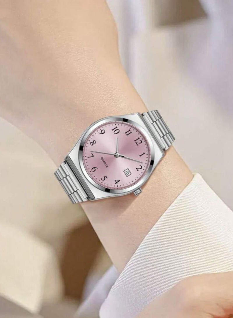 كوارتز ساعة رجالية من سوار معدن، مع تقويم مناسبة للعمل والاستخدام اليومي - Image 4