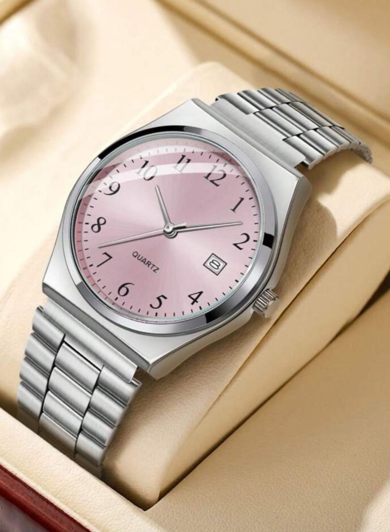 كوارتز ساعة رجالية من سوار معدن، مع تقويم مناسبة للعمل والاستخدام اليومي - Image 3