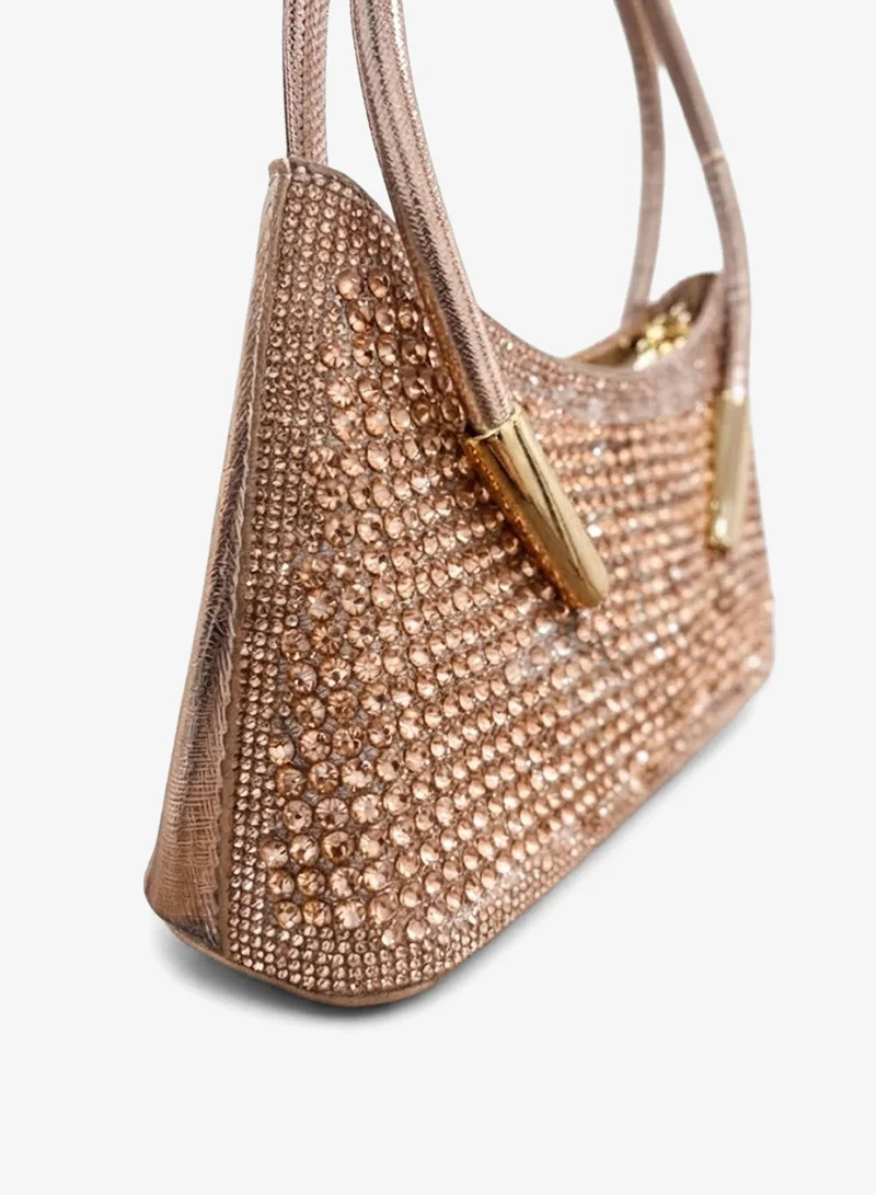 Viny Viny Women's Crystal Rhinestone Mini Handbag – Embellished Evening Bag with Rounded Top Handle