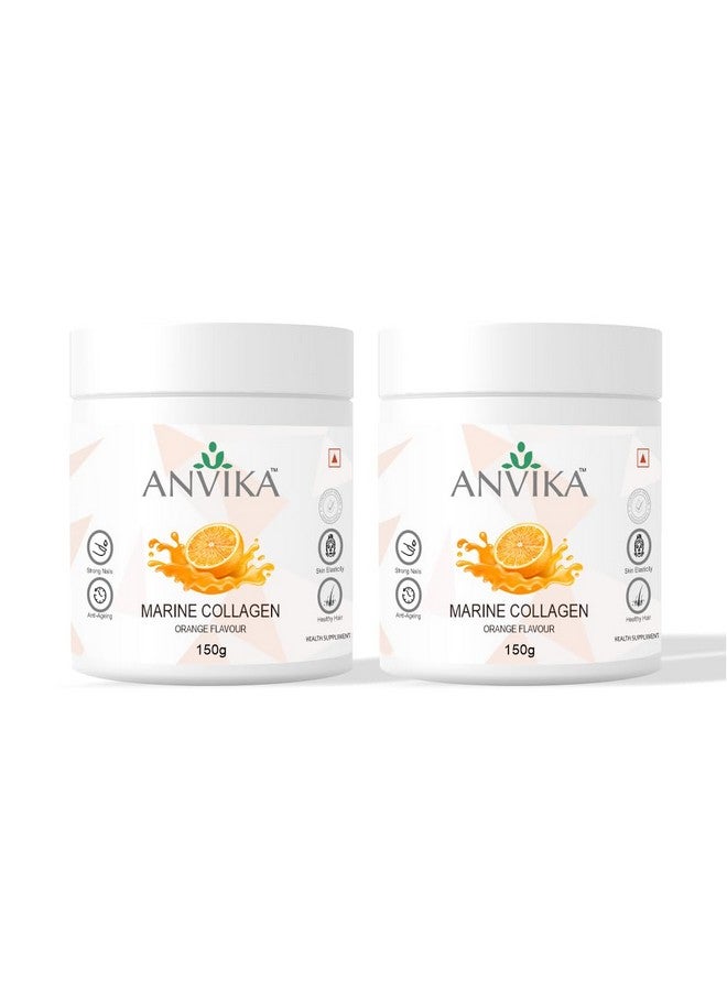 ANVIKA ببتيدات الكولاجين البحري أنفيكا المعالجة هيدروياً، تركيبة مضادة للشيخوخة، بنكهة البرتقال، بدون طعم سمكي بعد الاستخدام، 4.25 جرام كولاجين لكل ملعقة، خالية من السكر، تدعم بشرة متألقة وقوة الأظافر (عبوة من 2)  - Image 1