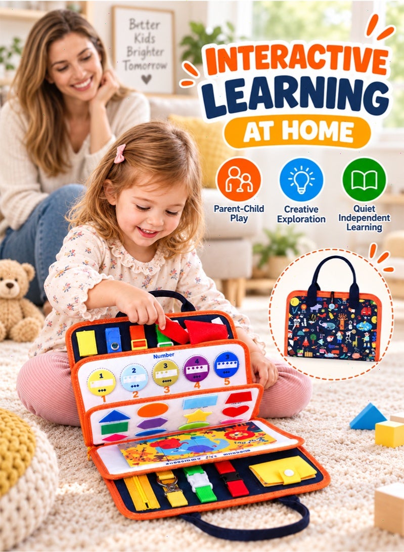 Topyich Montessori Busy Board for Toddlers, 7-in-1 Sensory Activity Quiet Book, Travel Educational Toy for Kids 3+ Years Old, Road Trip & Airplane Essentials - Image 5