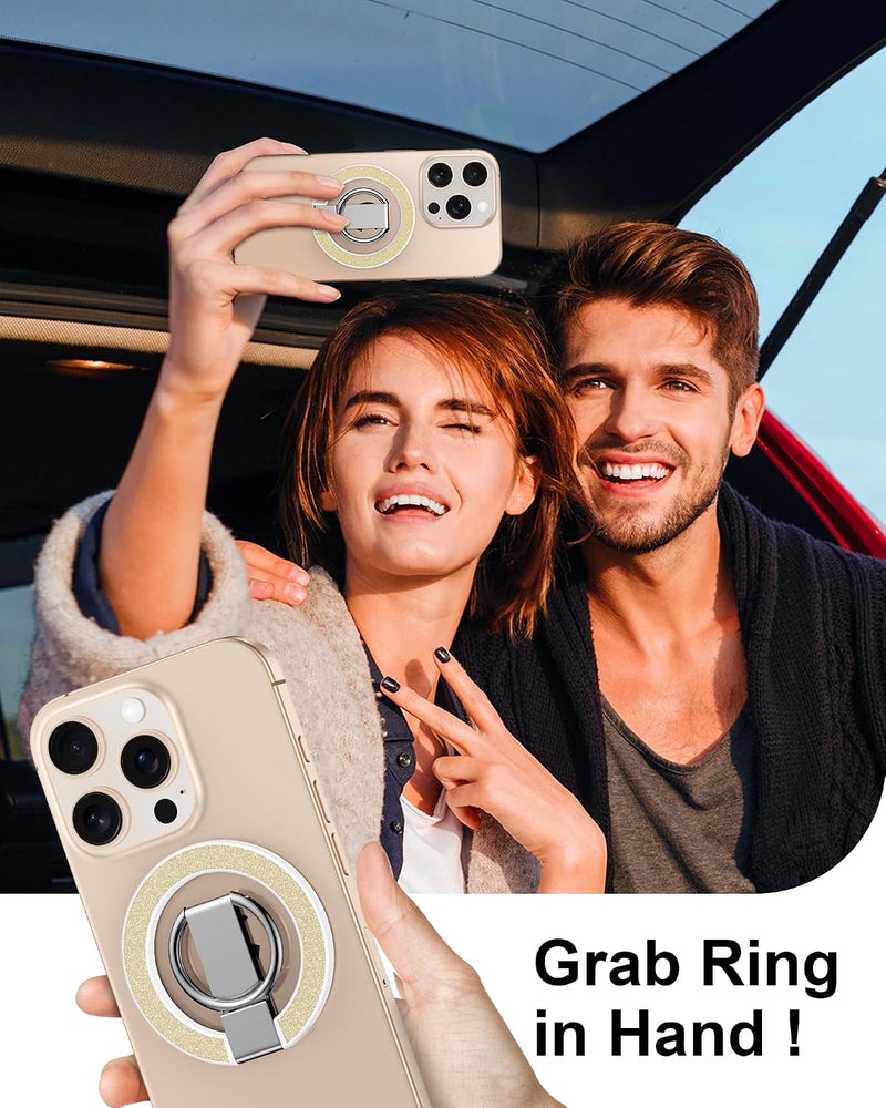 AILKIN Magnetic Phone Ring Holder Stand for Back of Phone, MagSafe Grip & Stand, Magnetic iPhone Holder for Hand, Mag Safe Kickstand for iPhone 17/16/15/14/13/12, MagSafe Ring Holder Grip-Gold Bling - Image 2