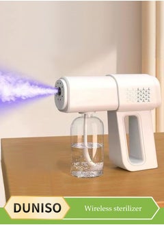 DUNISO Nano spray disinfection spray gun, wireless handheld atomization disinfection gun, rechargeable blue light air disinfection machine, electric spray machine, suitable for home, office, school or garden, 200 * 230mm, white  - Image 1