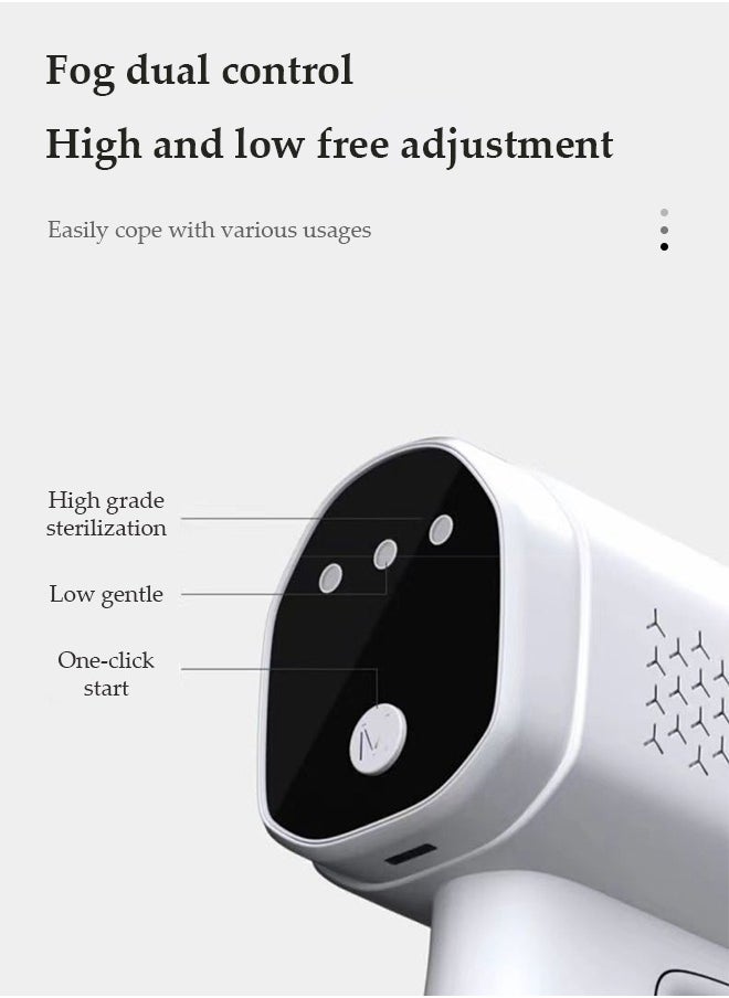 DUNISO Nano spray disinfection spray gun, wireless handheld atomization disinfection gun, rechargeable blue light air disinfection machine, electric spray machine, suitable for home, office, school or garden, 200 * 230mm, white  - Image 4