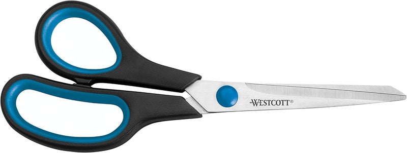 Westcott 8 Inch Easy Grip Left Handed Soft Grip Scissors - Black/Blue - Image 1