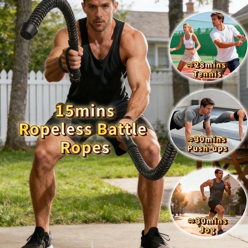 YUSAVHO Ropeless Battle Ropes for Home Gym-Portable Cordless Training Rope Fitness Equipment for Men & Women,Weighted Workout Ropes for HIIT,Versatile Exercise Equipment for Home and Travel Exercise(Grey) - Image 5