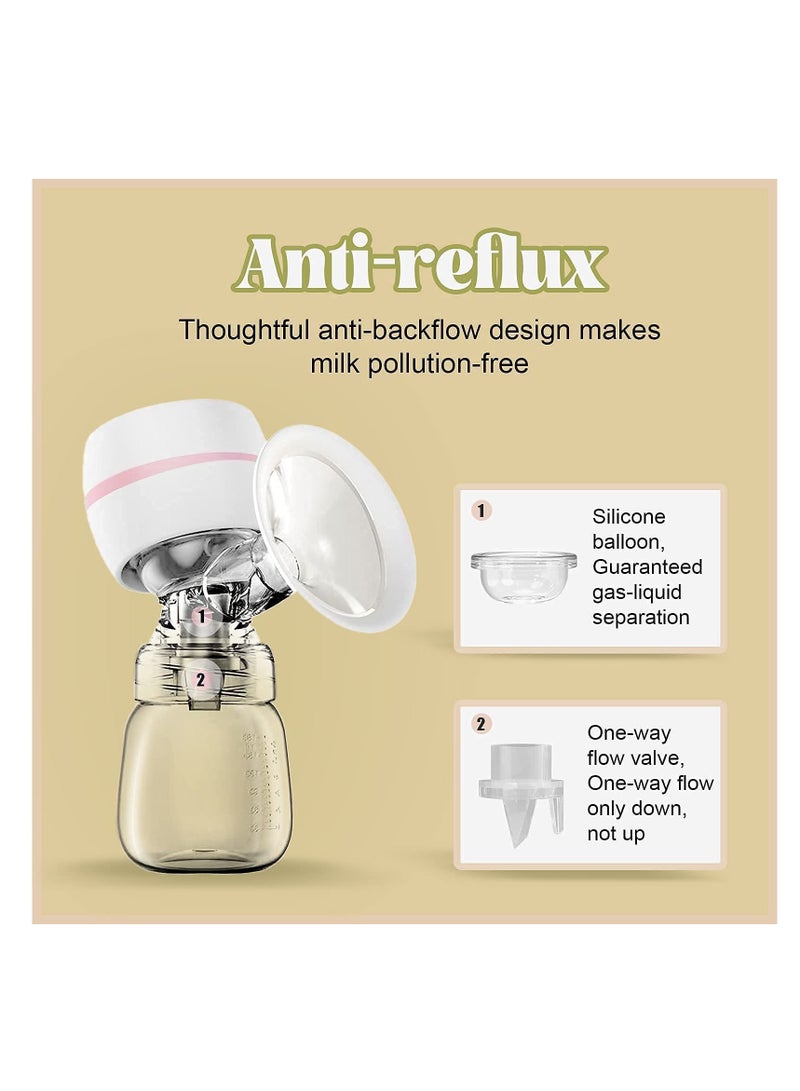 XiuWoo Painless Single Breast Pump for Mom, Pain Free, Anti-Backflow Breastfeeding with 2 Modes & 9 Levels, Portable Milk Bottle, Nipple - 22MM Flange - Image 5