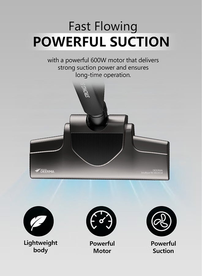Deerma Handheld and Upright 2-In-1  Vacuum Cleaner with HEPA Filter, Ergonomic Handle, Low Noise For Quite Cleaning 1 L 600 W DEM-DX700S Black - Image 2