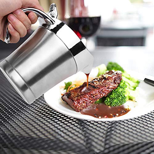 ShineMe Stainless Steel Gravy Boat Sauce Jug with Lid, 16oz Double Wall Insulated for Keeping Sauce Hot, Storage for Gravy or Cream, Apply for Home & Kitchen - Image 5