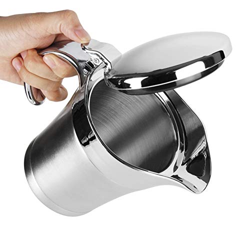 ShineMe Stainless Steel Gravy Boat Sauce Jug with Lid, 16oz Double Wall Insulated for Keeping Sauce Hot, Storage for Gravy or Cream, Apply for Home & Kitchen - Image 3