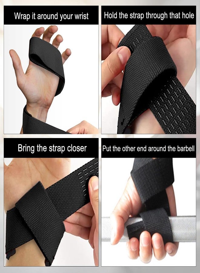 Feelorna Lifting Wrist Straps, Lifting Grips with Extra Hand Surpport Gym Wrist Wraps with Padded and Anti-Skid Silicone for Weightlifting, Bodybuilding (Black) - Image 4