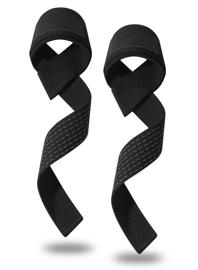 Feelorna Lifting Wrist Straps, Lifting Grips with Extra Hand Surpport Gym Wrist Wraps with Padded and Anti-Skid Silicone for Weightlifting, Bodybuilding (Black) - Image 1