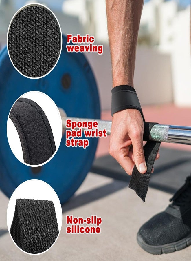 Feelorna Lifting Wrist Straps, Lifting Grips with Extra Hand Surpport Gym Wrist Wraps with Padded and Anti-Skid Silicone for Weightlifting, Bodybuilding (Black) - Image 3