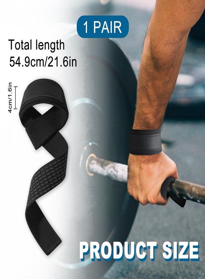 Feelorna Lifting Wrist Straps, Lifting Grips with Extra Hand Surpport Gym Wrist Wraps with Padded and Anti-Skid Silicone for Weightlifting, Bodybuilding (Black) - Image 2